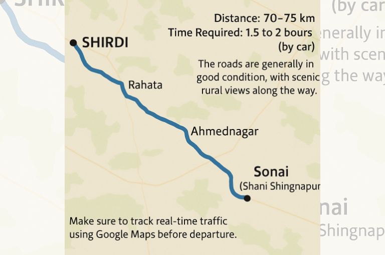 Shirdi to Shani Shingnapur Route Map