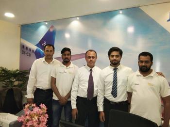Travel Lounge Team at Jazeera Airways Inagrual day of flight from Hyderabad