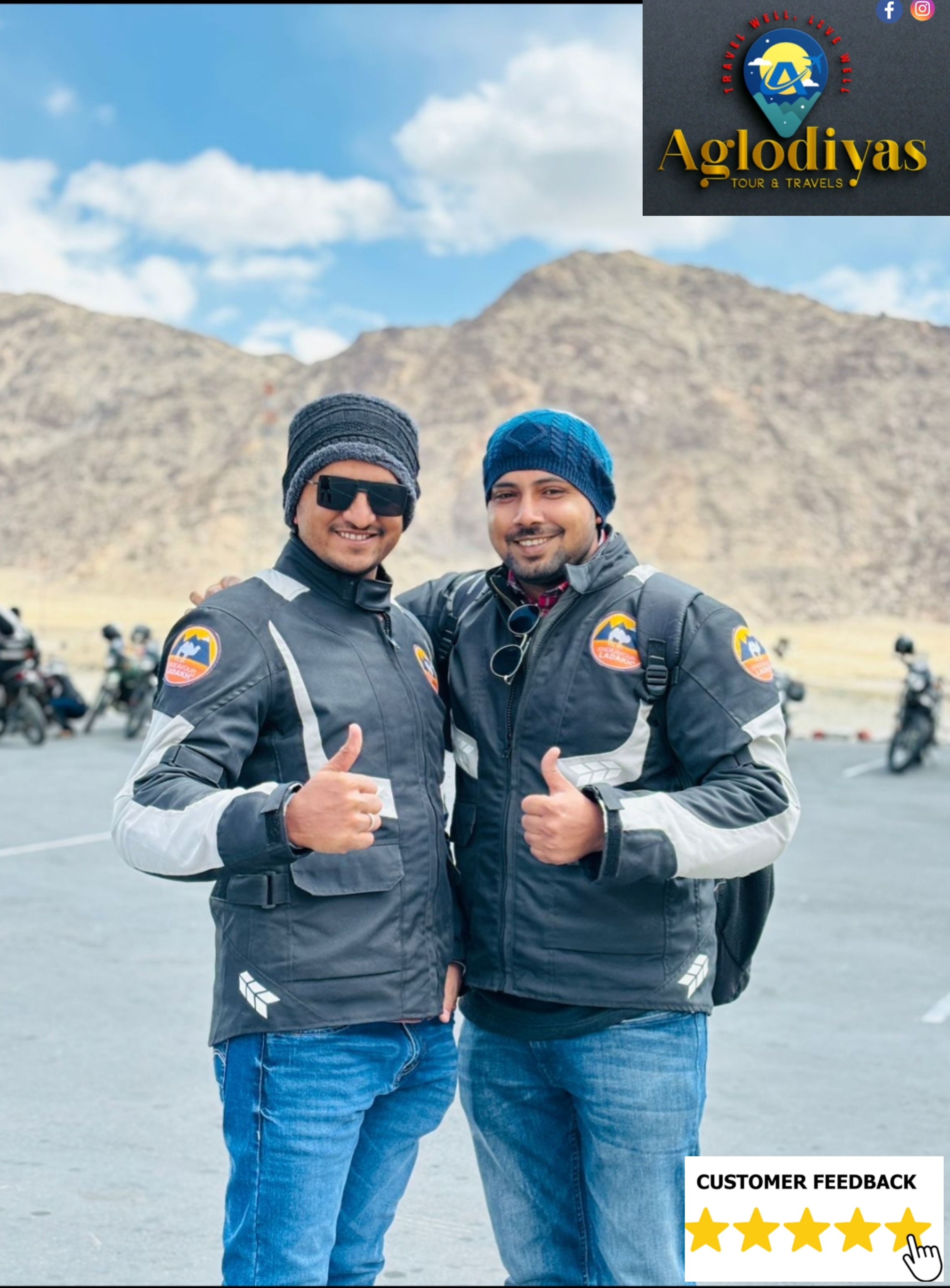Happy clients... Ladakh bike trip with Aglodiyas Tour Travels.