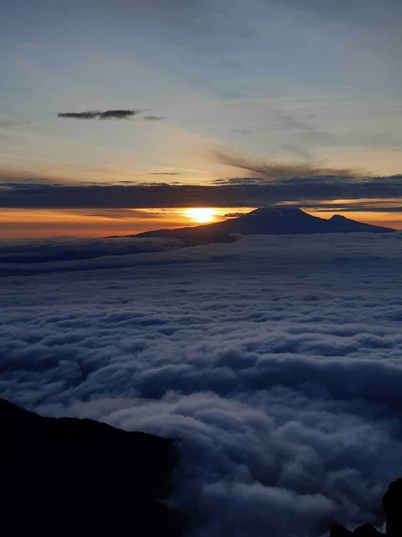 Sun rise Mount Meru summit