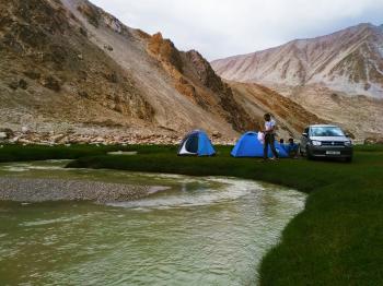 Camping on the way to Pangong Lake