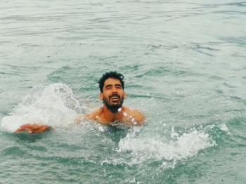 Swimming in Pangong Lake
