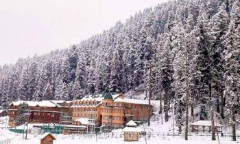 hiltop at gulmarg in winter view