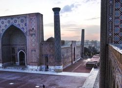 Amu Darya River and Urganch Central Mosque in Urganch