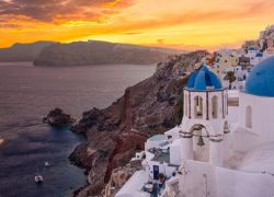 Sunset at Oia in Santorini