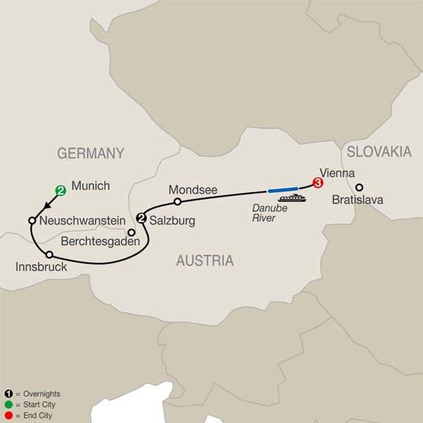 Munich - Salzburg - Vienna (Rt)