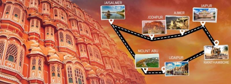 Jaipur,Udaipur,Chittorgarh,Mount Abu, Jodhpur,Jaiselmer,Bikaner