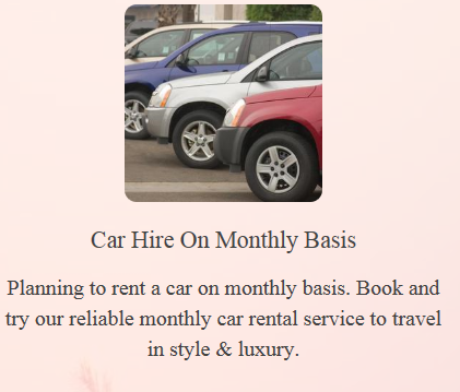 Car Hire On Monthly Basis