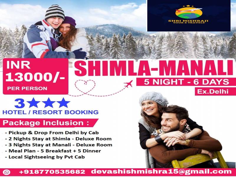Shimla Manali Kullu Tour Package 5 Night 6 Days Delhi to Delhi