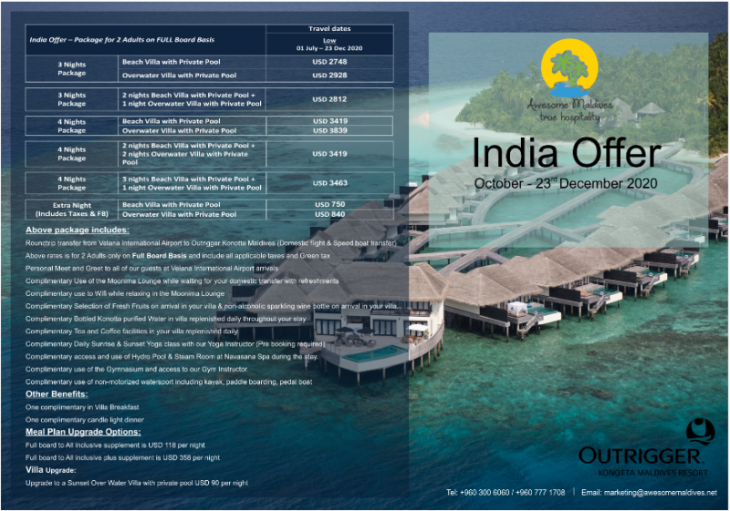 3 Nights Package For 2 Adults On FULL Board Basis ( INDIA OFFER )