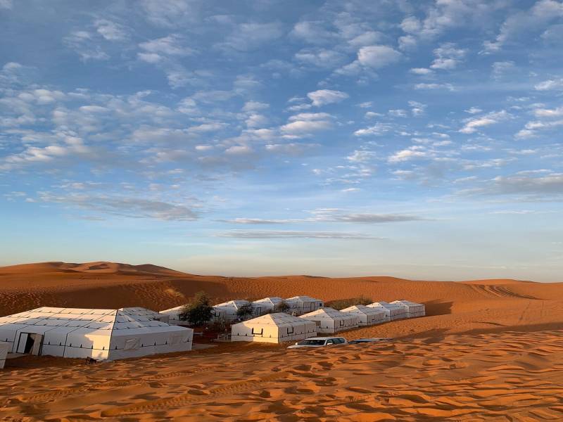 The Sahara Desert In Morocco With Caravan Saray