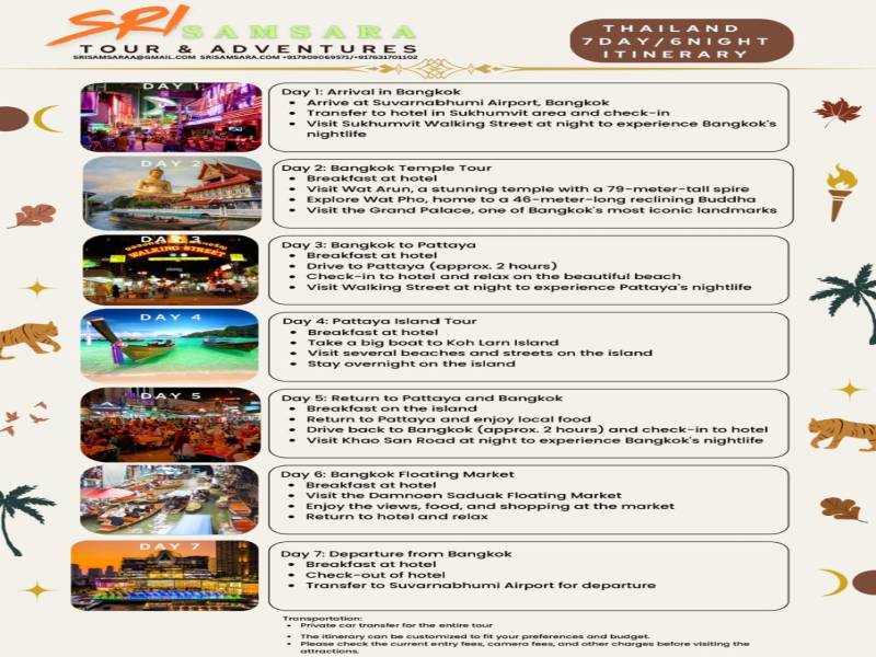 Thailand  7day/6night  Itinerary