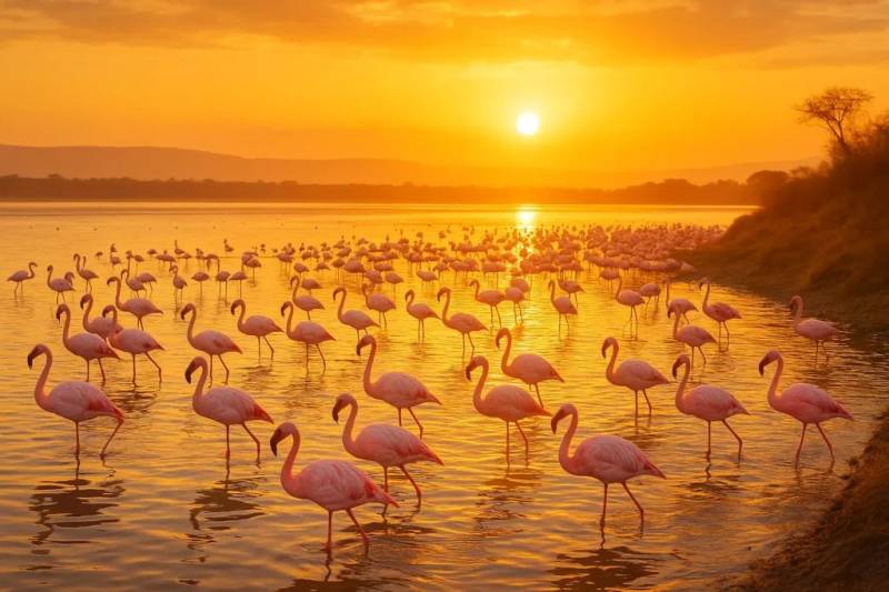 4D Maasai Mara - Lake Nakuru Lodge Safari - Big Five - Flamingos - Lake Birds Tour