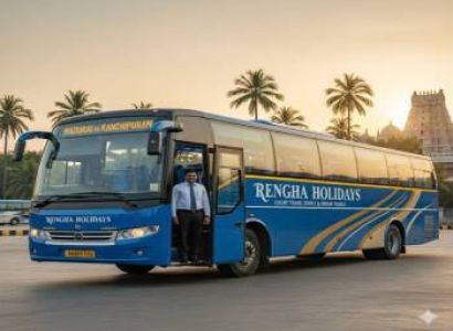 Madurai to Kanchipuram Temple Tour (1N / 2D)40-Seater Luxury AC Bus (2×2 Seating Layout)
