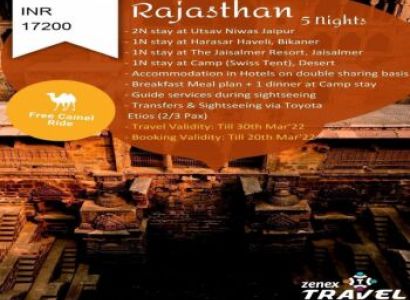 5 Nights Vibrant Rajasthan 2N Jaipur + 1N Bikaner + 1N Jaisalmer + 1N Desert